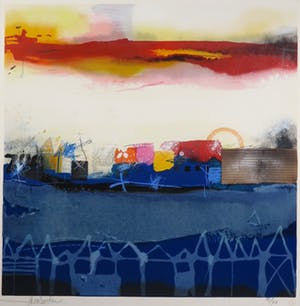 Theo Koster - Zeefdruk en collage, Zonder titel (vierkant blauw) - Ingelijst (Groot) kopen? Bied vanaf 35!