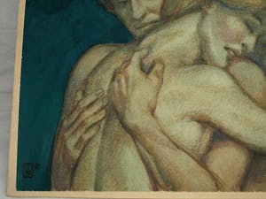 Klaas Pijlman - Gouache , “Liefdespaar” – 1988 kopen? Bied vanaf 1!