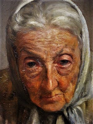 Niet of onleesbaar gesigneerd - Antiek 19e Eeuws olieverf portret van oudere Dame - met monogram kopen? Bied vanaf 10!