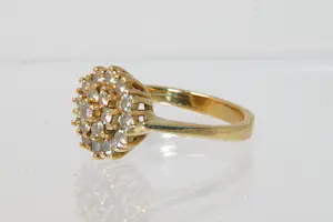 12- Charmante 18 Krt geel-gouden rozet ring met 19 briljanten (0.65ct) diamant kopen? Bied vanaf 600!