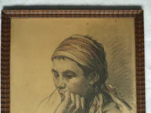 Hendricus Dievenbach - Ingelijste tekening , Portret vrouw kopen? Bied vanaf 50!