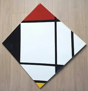 Piet Mondriaan - Lozenge Comp. with Red, Black, Blue and Yellow, emaille op metaal (unica, groot) kopen? Bied vanaf 695!