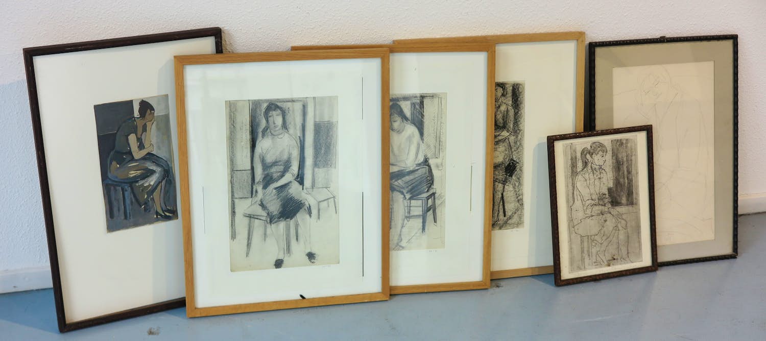 Janus Nuiten - Lot van 6 werken op papier, Vrouwfiguren kopen? Bied vanaf 75!