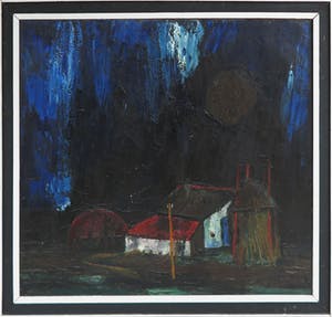 Theo van der Horst - Olieverf op doek, Gezicht op boerderij - Ingelijst (Groot) kopen? Bied vanaf 150!
