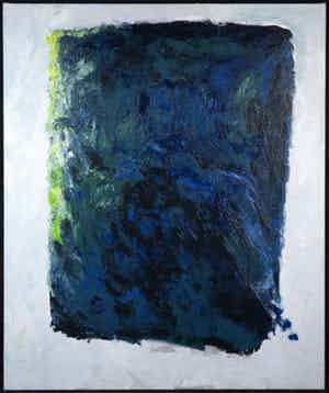 Franscz Witte - Acryl op doek, Wit-grijs met blauw-zwart vlak (Groot) verkocht voor € 150!