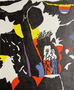 Jef Diederen - kleurenhoutsnede op Japans papier/rijstpapier - 1990 verkocht voor € 79!