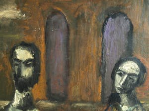 Niet of onleesbaar gesigneerd - Olieverf op board , “Aan de tafel” – gesigneerd & ingelijst kopen? Bied vanaf 10!