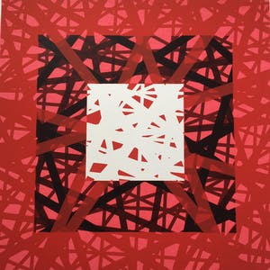 Marja Milo - Geometrisch abstract, zeefdruk, gesigneerd, Grenzen kopen? Bied vanaf 35!