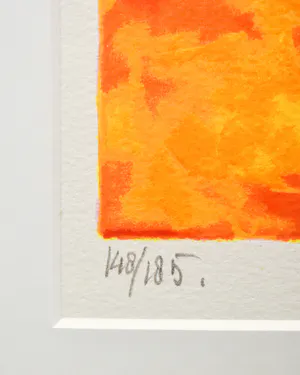 Ad Verstijnen - twee oranje figuren - ingelijst kopen? Bied vanaf 50!