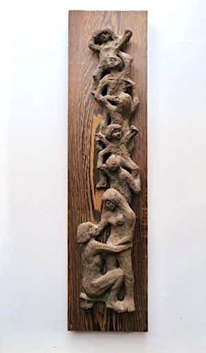 Klaas Pijlman - Familie - Sculpture van chamotteklei - Annotatie kunstenaar op achterzijde verkocht voor € 49!