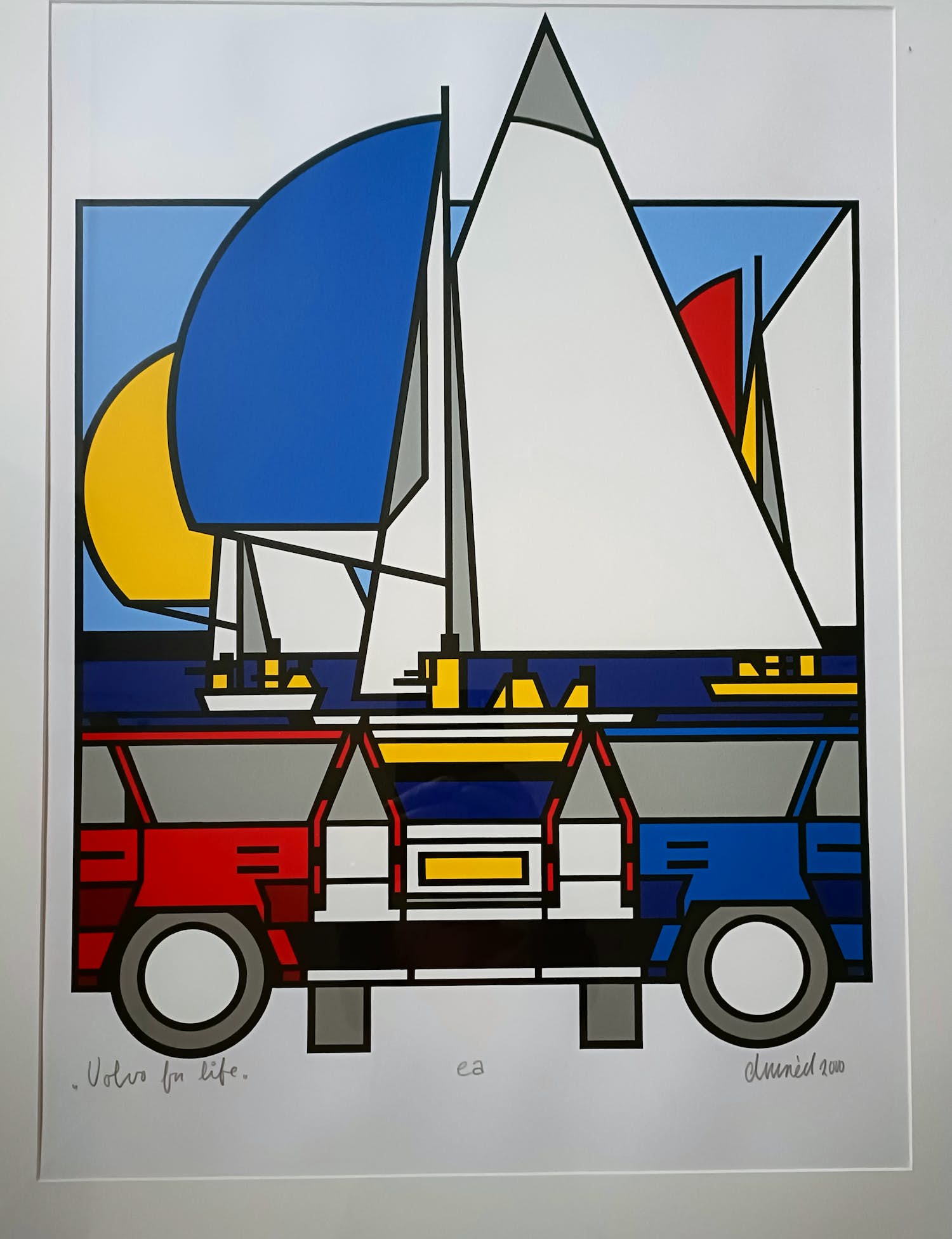 Ed van Doorn - Volvo for life ! Nieuwe grote kleurenlitho, ingelijst verkocht voor € 51!