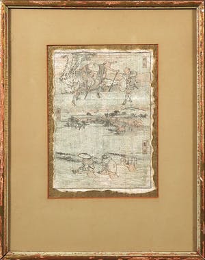 Niet of onleesbaar gesigneerd - Inkt op Japans papier, Zonder titel - Ingelijst kopen? Bied vanaf 1!