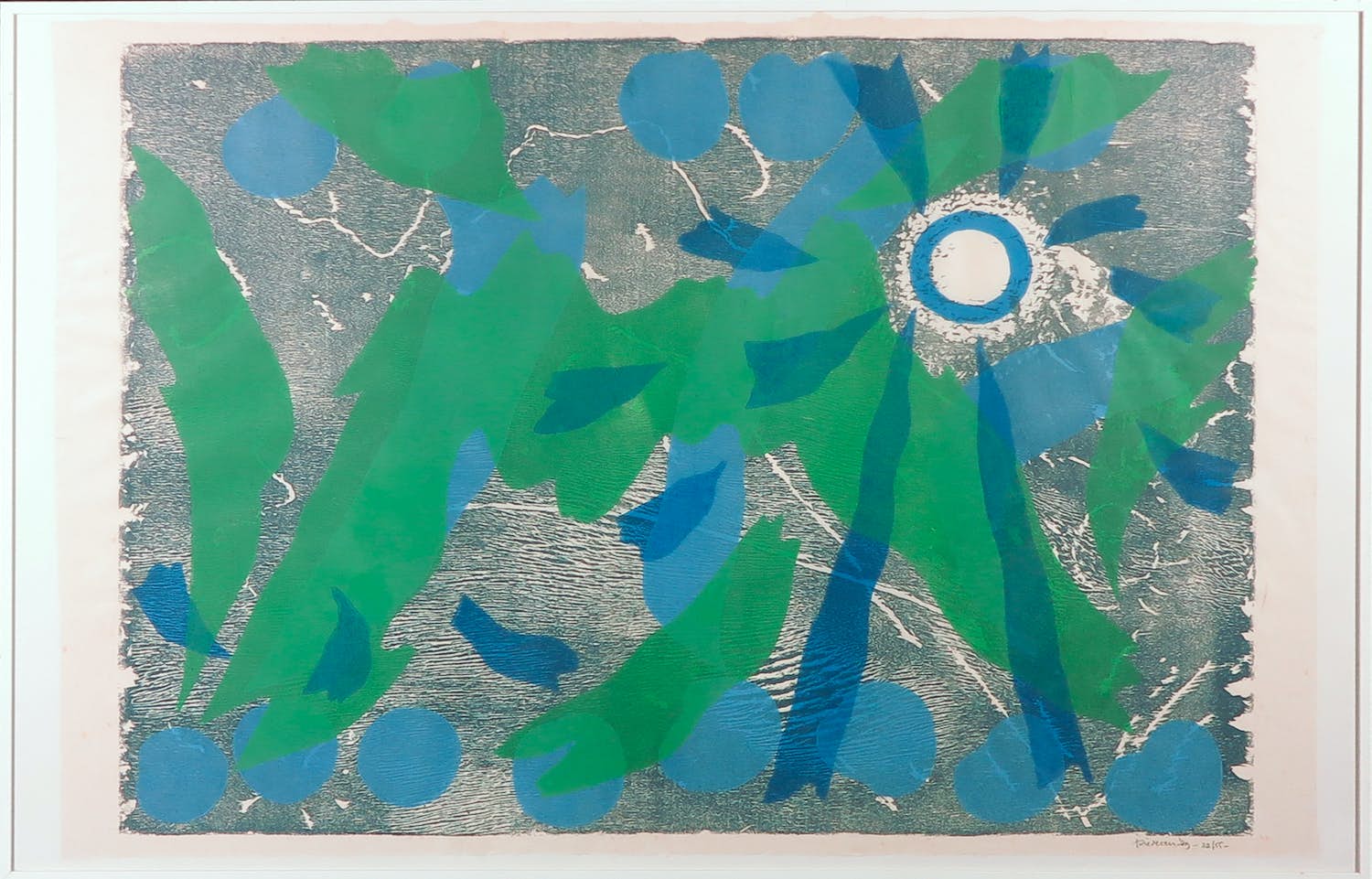 Jef Diederen - Houtsnede op Japans papier, Zonder titel - Ingelijst kopen? Bied vanaf 1!