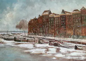 Niet of onleesbaar gesigneerd - Een winter in Amsterdam - Bert van den Broek (1921-2007) kaufen? Bieten Sie von 1!