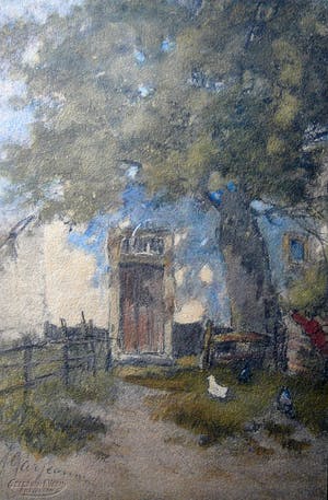 Johannes Josephus Garjeanne - Boeren erf -aquarel circa 1930- kopen? Bied vanaf 40!