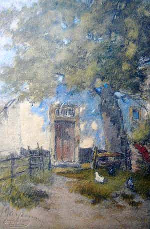 Johannes Josephus Garjeanne - Boeren erf -aquarel circa 1930- verkocht voor € 40!