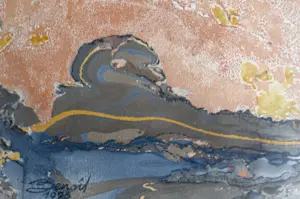 Benoit (Frere) - gemengde techniek op papier | 'Air emotionel' | Kosmogeen 1975 (INGELIJST) kopen? Bied vanaf 20!