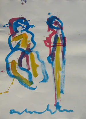 Anton Heyboer - Acrylverf , Man en Vrouw – ca. 1985 kopen? Bied vanaf 130!