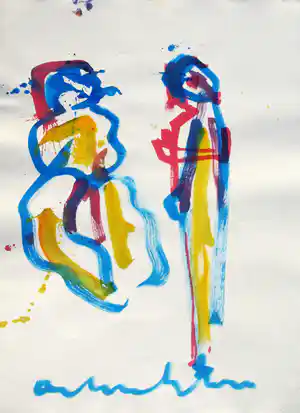 Anton Heyboer - Acrylverf , Man en Vrouw – ca. 1985 verkocht voor € 130!