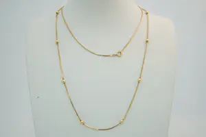 17 - Sierlijk en lang 14 Krt geel gouden venetiaans collier met balletjes kopen? Bied vanaf 540!