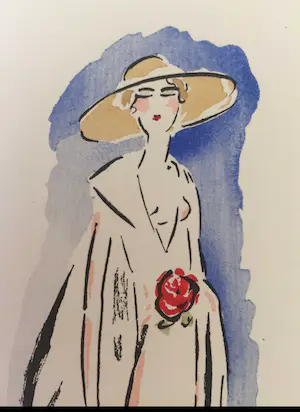 Kees van Dongen - Pochoir - Elegante vrouw met wandelstok kopen? Bied vanaf 300!