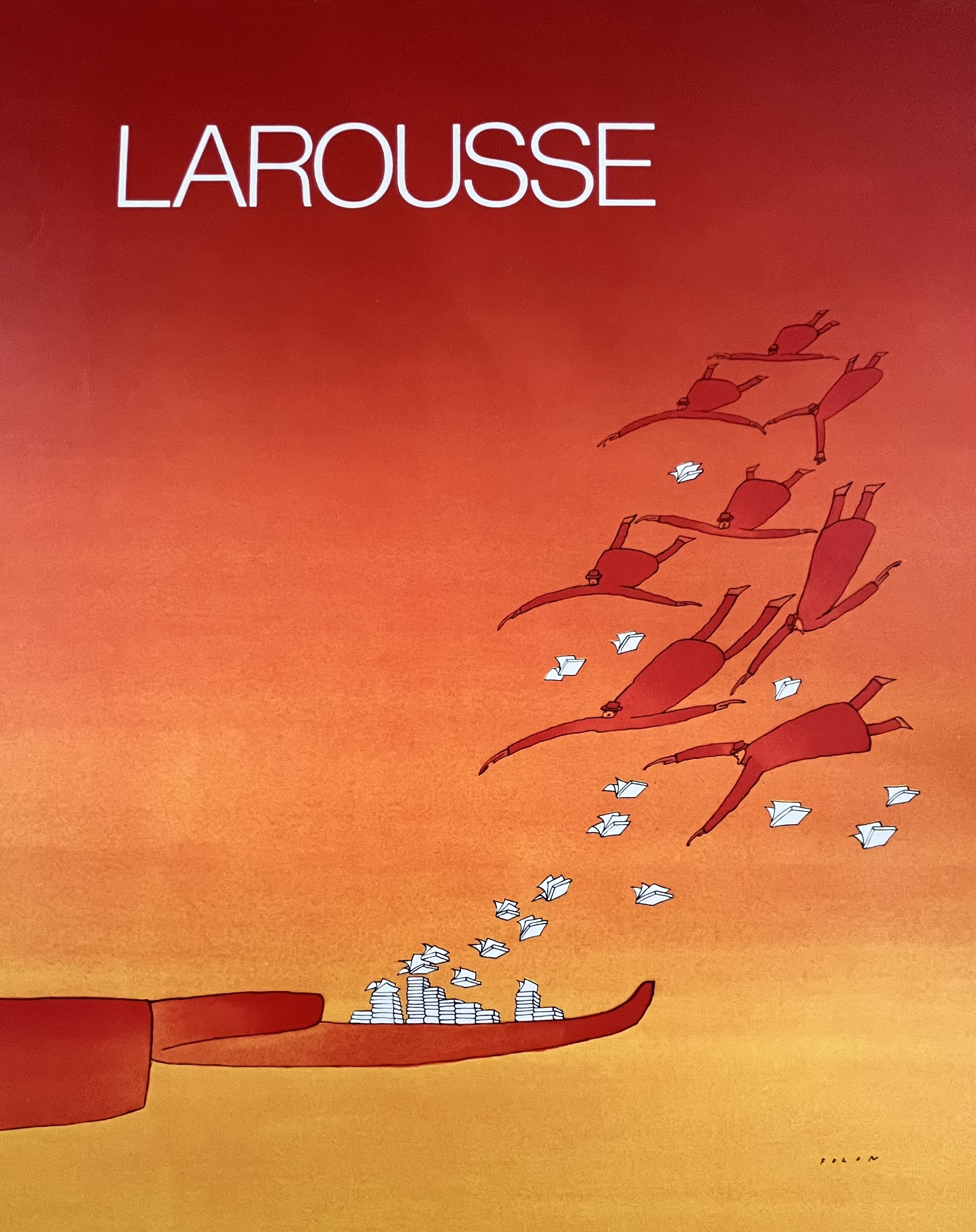 AcheterJean Michel Folon - Originele affiche voor Larousse uit 1980 (3X) - Gesigneerd in de druk? Enchérissez de 45!