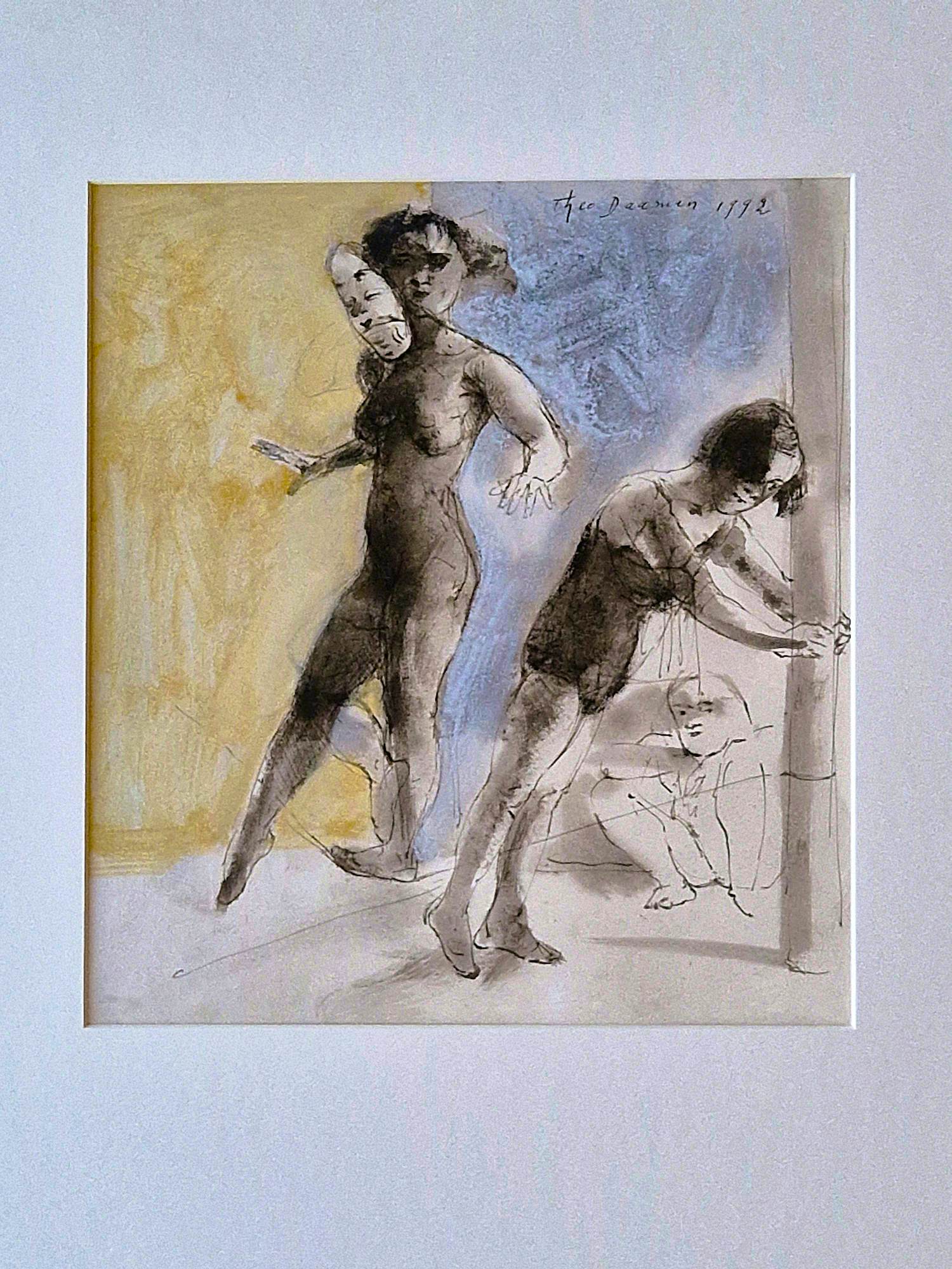 Theo Daamen - Mooie grote Aquarel op papier - 1992 - gesigneerd - in nieuwstaat verkocht voor € 89!