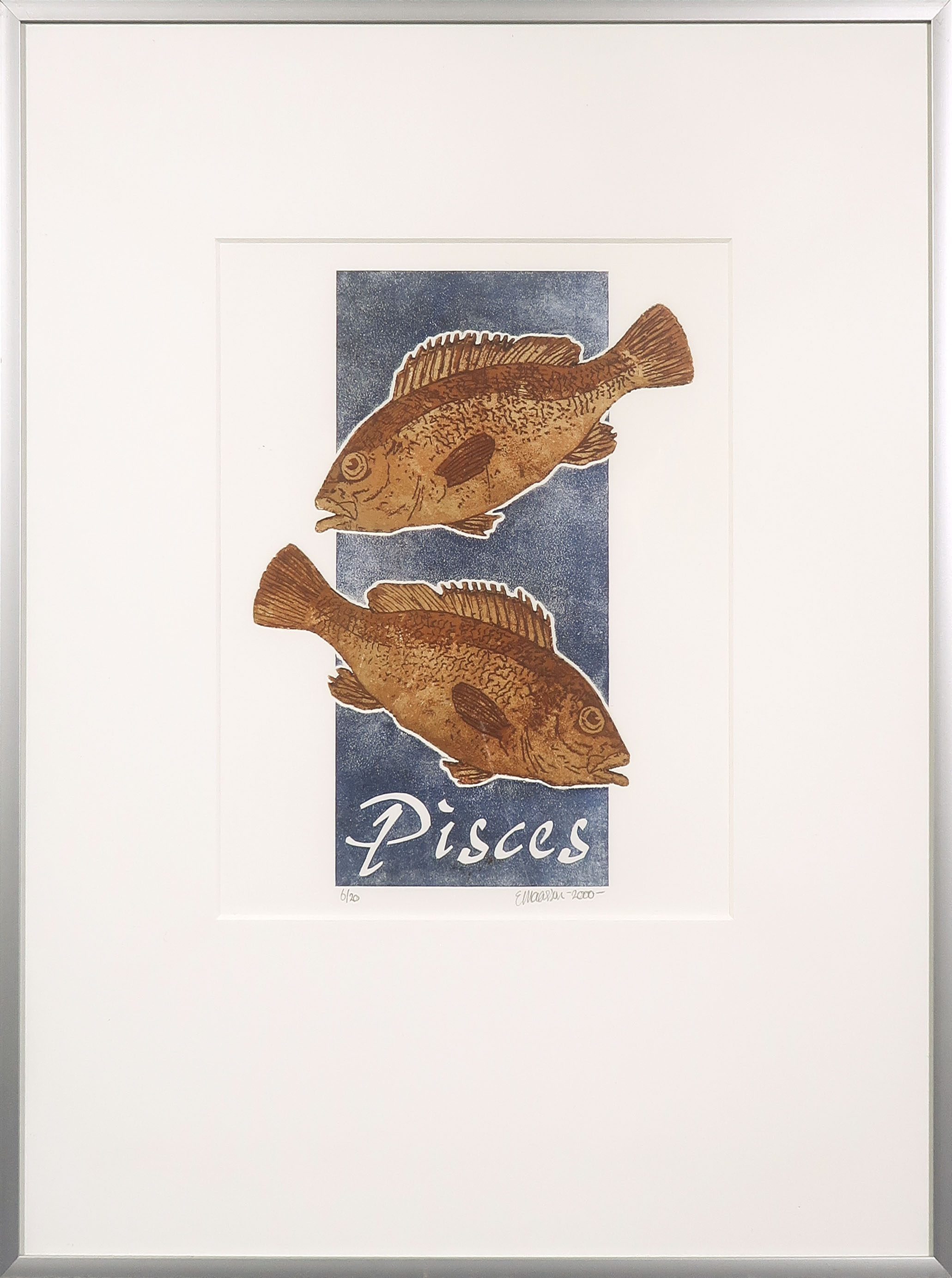 Niet of onleesbaar gesigneerd - Kleurenets, Pisces - Ingelijst kopen? Bied vanaf 1!
