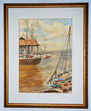 Gerrit van IJperen - Zeilbootjes in een haven - aquarel vendu pour 100€ !
