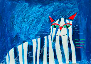 Franz Lauter - Blauw met witte kat kaufen? Bieten Sie von 65!