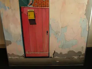 Kees Gerritse - Olieverf op doek , ingelijst , Roze deur – 129 x 129 cm. - 1989 kopen? Bied vanaf 400!