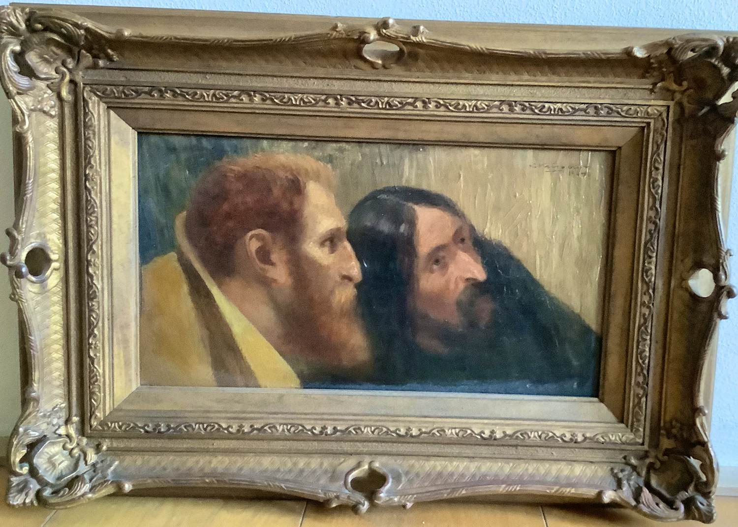 Niet of onleesbaar gesigneerd - Twee speurende mannenhoofden kopen? Bied vanaf 1!