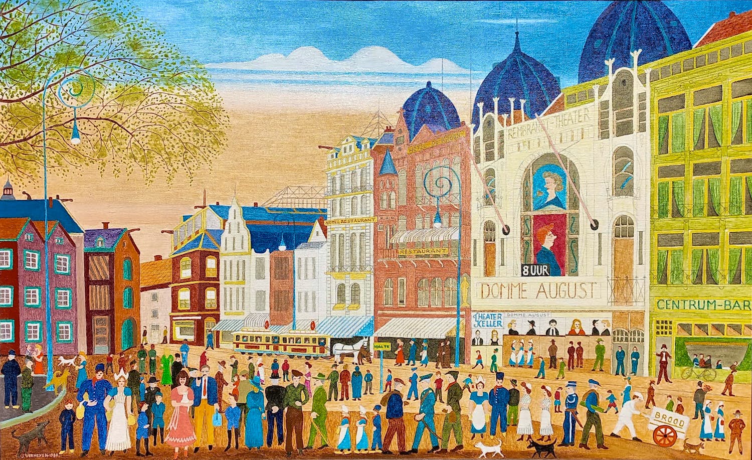 Jan Verheyen - Rembrandtplein Amsterdam, olieverf op doek (ingelijst) kopen? Bied vanaf 595!