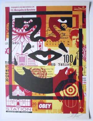Shepard Fairey - (OBEY) - Face Collage III - offset - handgesigneerd verkauft für € 69!