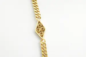 36NV  - Lang Surinaams 18Krt geel-gouden zg. gourmette en ruit collier - gekeurd kopen? Bied vanaf 2247!