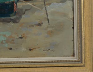 Willem Knip - Olieverf op paneel, Booten op het drogen - Ingelijst kopen? Bied vanaf 500!