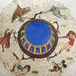 Gea Karhof - Kosmisch avontuur - ets met bladgoud en reliëfdruk - E.A.-exemplaar verkocht voor € 90!