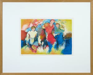 Arthur Bernard - Zeefdruk, Three in the garden - Ingelijst kopen? Bied vanaf 35!