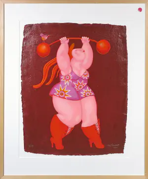 Ada Breedveld - Zeefdruk, Gewichtsheffer - Ingelijst kopen? Bied vanaf 70!