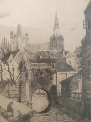 Hendrik de Laat - De Sint-Janskathedraal en de Sint-Jacobskerk in 's-Hertogenbosch (2 etsen) kopen? Bied vanaf 75!