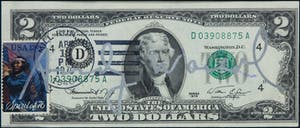 Andy Warhol - Handgesigneerde 2 Dollar Bill - Ingelijst kopen? Bied vanaf 1!