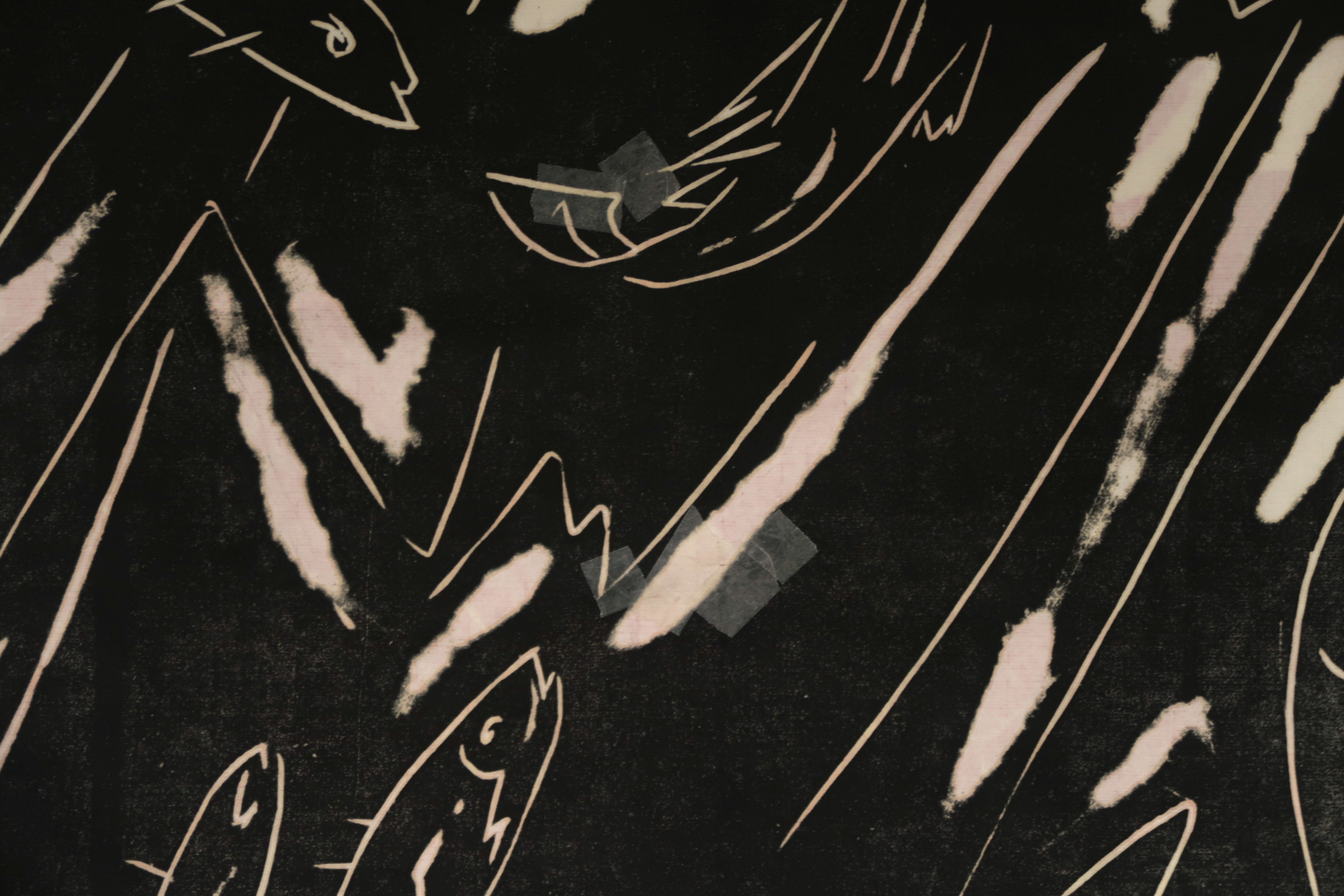 Joan Gijsbers - Lino op Japans papier, Vissen (Groot) kopen? Bied vanaf 1!