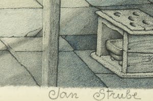 Jan Strube - Litho - Boereninterieur omstreeks 1900 Noord Brabant Nederland kopen? Bied vanaf 35!