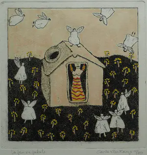 Carla Kleekamp - Ingelijste ets , La femme fatale – ca. 1980 – nr. 12/30 kopen? Bied vanaf 1!