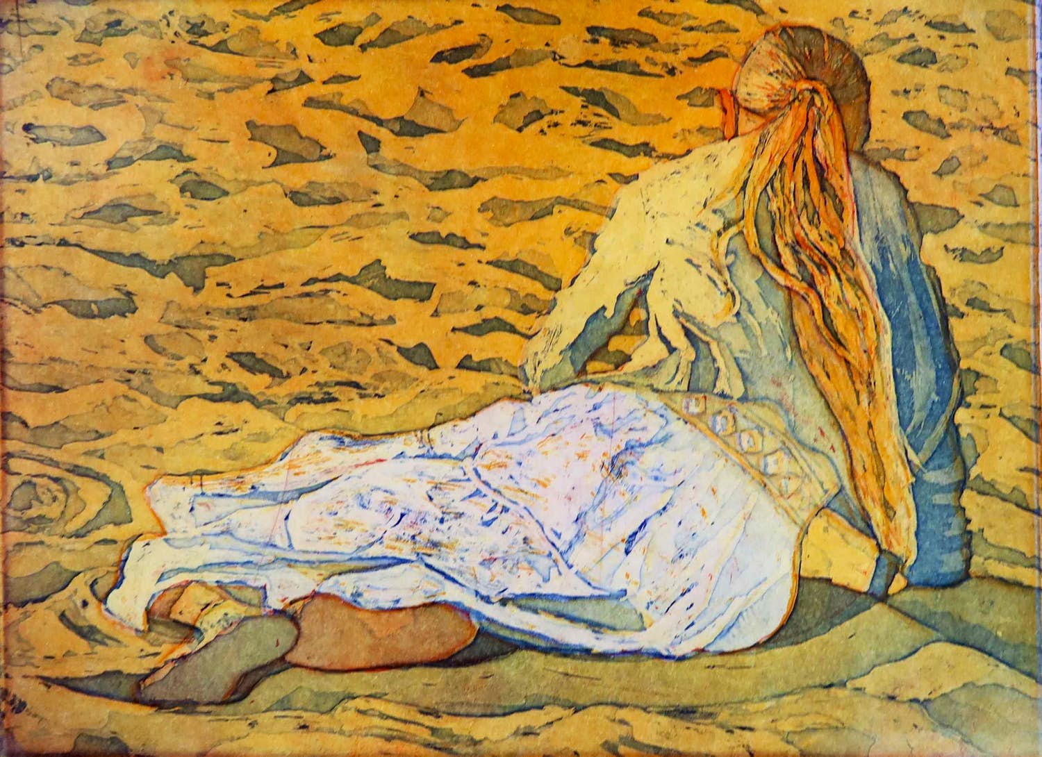 Marcel Schellekens - Kleurenets, Z.T. Liggend op het strand verkocht voor € 70!