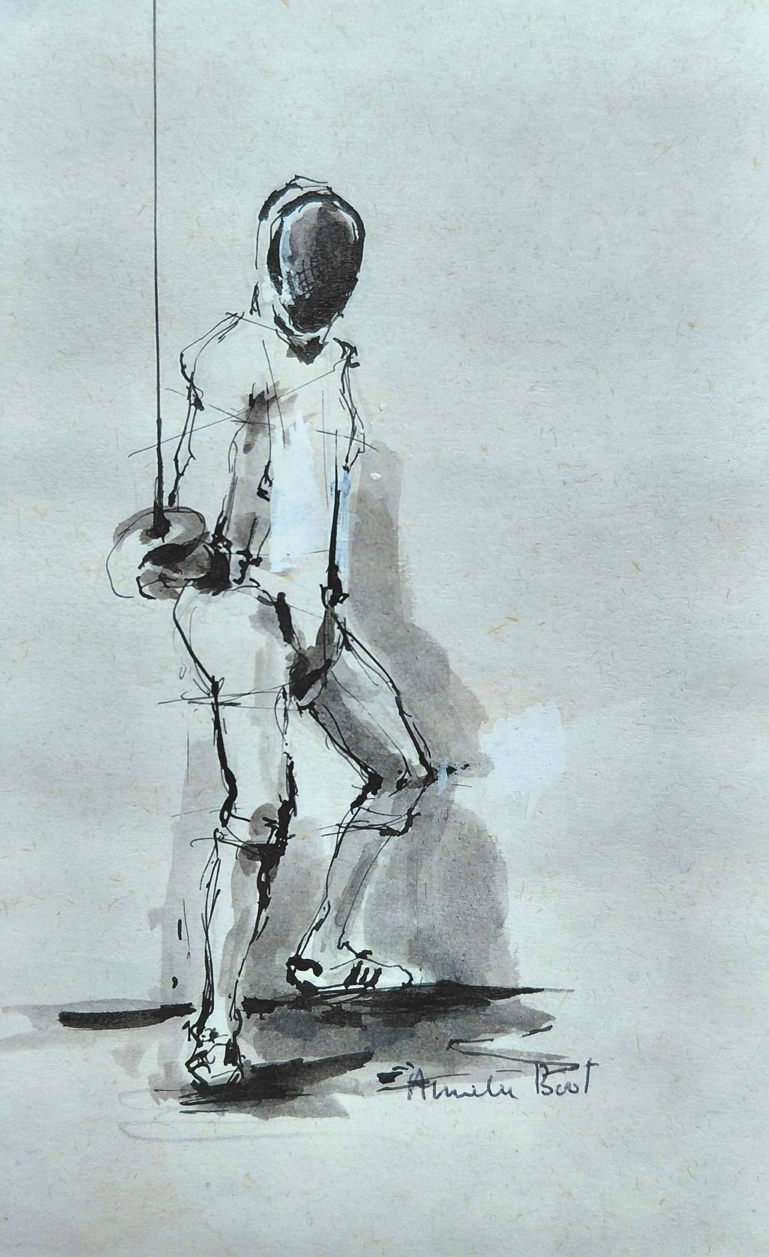 Anneke Boot - Schermer, gemengde techniek op papier (netjes ingelijst) kopen? Bied vanaf 20!