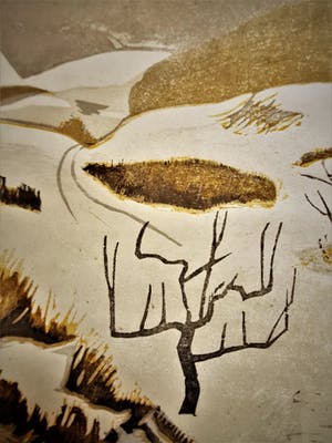 Niet of onleesbaar gesigneerd - Mooie, in 1934 gemaakte Houtsnede "winters landschap" gesigneerd kopen? Bied vanaf 1!