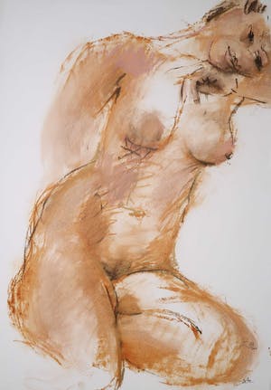 Franscz Witte - Gemengde techniek op papier, Zittend naakt kopen? Bied vanaf 50!