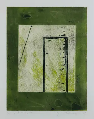 Jose van Tubergen - Kleurets op papier, Just a door - Ingelijst kopen? Bied vanaf 40!