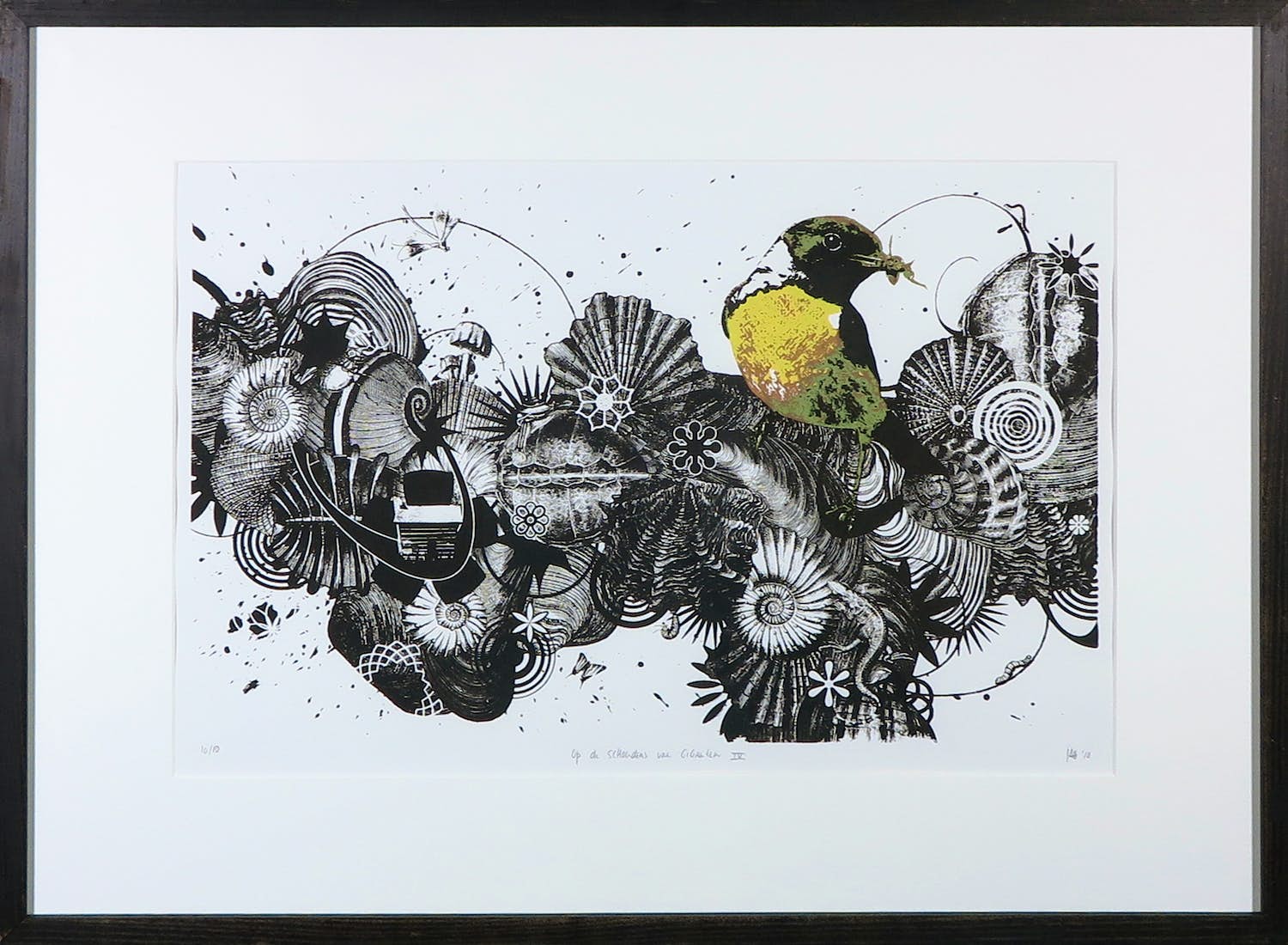 Jaco Putker - Zeefdruk, Op de schouders van giganten IV - Ingelijst verkocht voor € 35!
